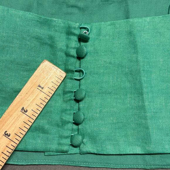 SALONI Square Seams Choli Top Washed‎ Green Linen Crop in Green Size US 0/ UK 4 - Picture 8 of 15